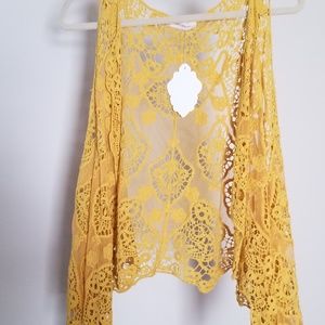 NWT Mustard Yellow boho vest